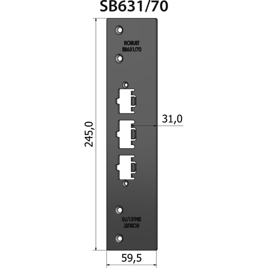 Plant mekaniskt slutbleck SB631/70, plösmått 31 mm, bl.a. för Schüco ADS 70